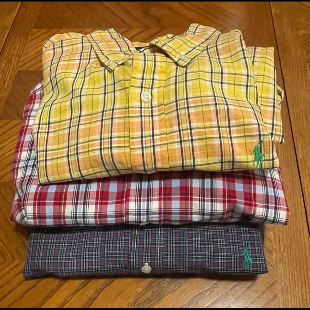3 mens Polo Ralph Lauren button-up long-sleeved shirts